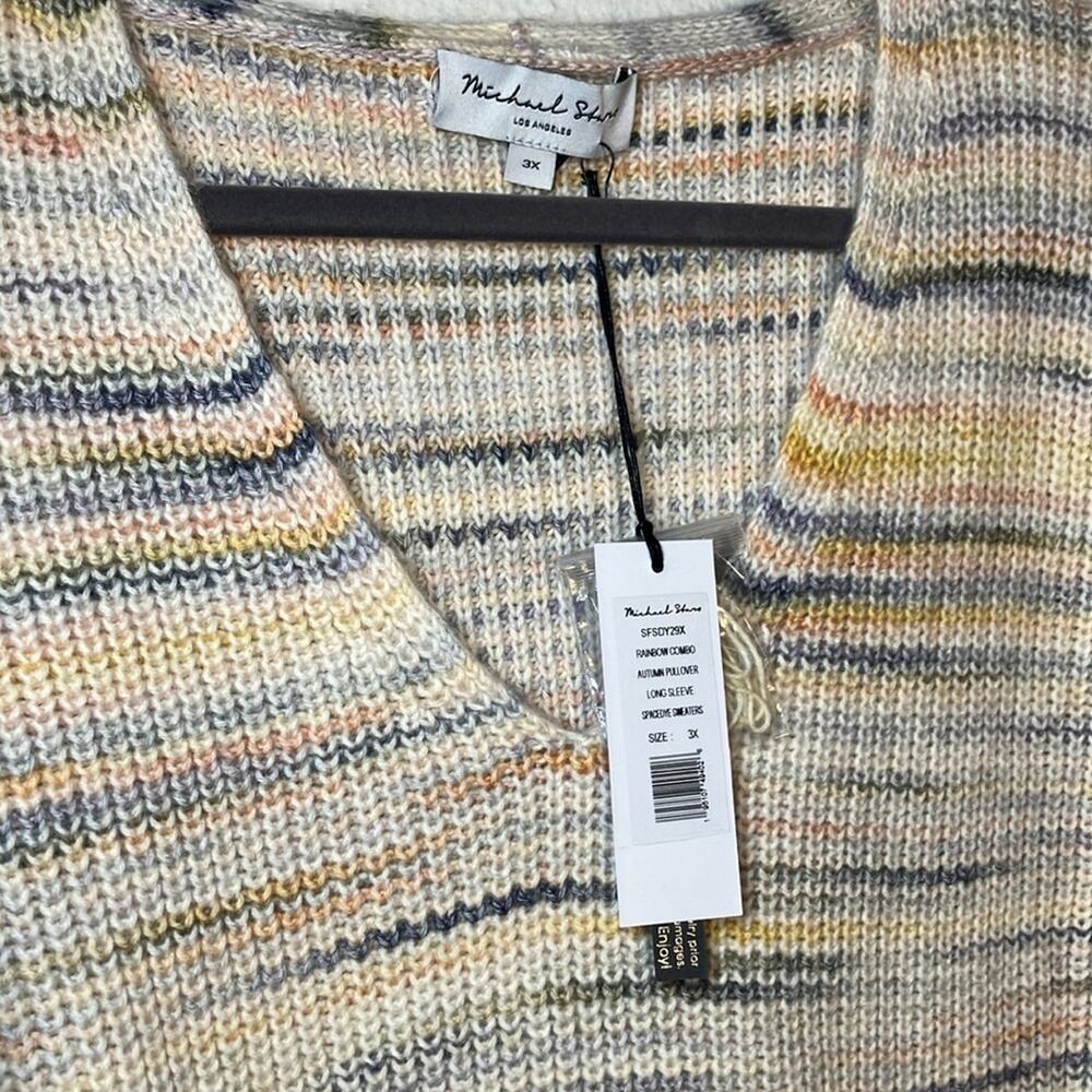 NWT Michael Stars rainbow Striped V-Neck Sweater and Autumn Pullover Size 3X - Picture 2 of 5